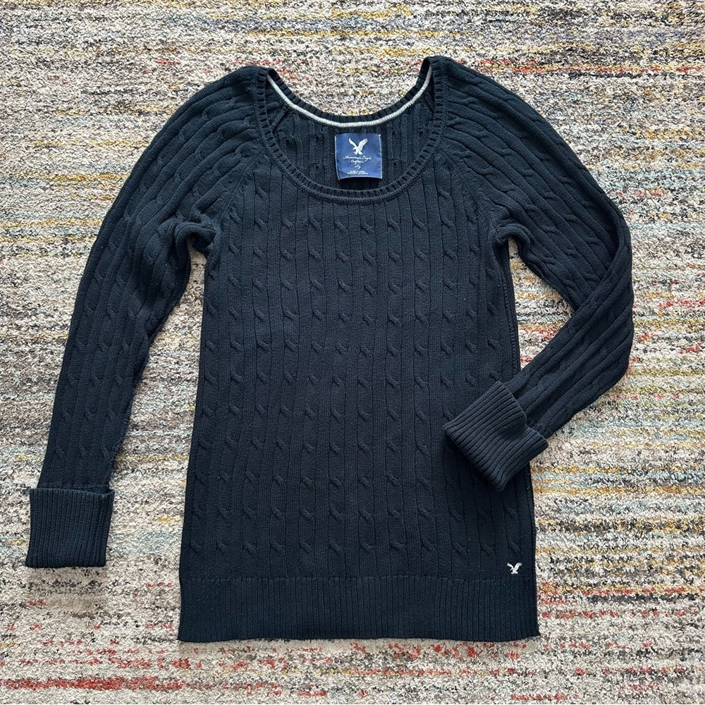 American Eagle Outfitters Cable Knit Sweater | Size XL | Black